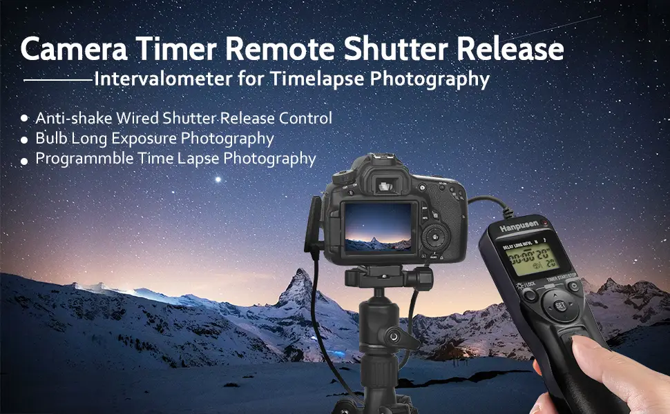 HANPUSEN Timer Remote Shutter Release Intervalometer for Canon EOS R5, 10D, EOS 6D Mark II, 1D X Mark III, 1D X Mark II, 1D X, 1D C, 1DS Mark III, 1DS Mark II, 1Ds, 1D Mark IV C8 for Canon - Timer shutter release