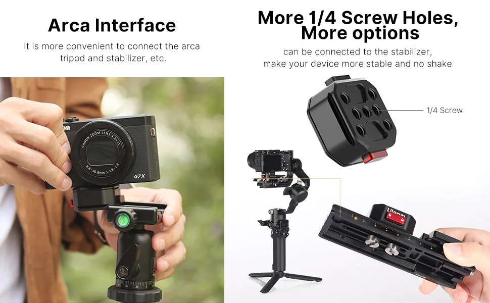 Upgrade ULANZI Claw Quick Release QR Plate Kit, Quick Release Plate Rapid Connect Adapter for DSLR/Mirrorless Cameras, Tripod, Monopod, Slider, Handheld Gimbal, Stabilizer, Ball Head Claw QR Plate Kit - product information 4