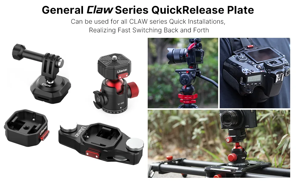 Upgrade ULANZI Claw Quick Release QR Plate Kit, Quick Release Plate Rapid Connect Adapter for DSLR/Mirrorless Cameras, Tripod, Monopod, Slider, Handheld Gimbal, Stabilizer, Ball Head Claw QR Plate Kit - product information 5