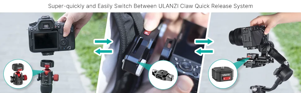 Upgrade ULANZI Claw Quick Release QR Plate Kit, Quick Release Plate Rapid Connect Adapter for DSLR/Mirrorless Cameras, Tripod, Monopod, Slider, Handheld Gimbal, Stabilizer, Ball Head Claw QR Plate Kit - product information 6