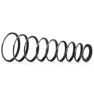 K&F Concept 18 Pieces Filter Ring Adapter Set, Camera Lens Filter Metal Stepping Rings Kit (Includes 9pcs Step Up Ring Set + 9pcs Step Down Ring Set) Black - product information 3