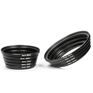 K&F Concept 18 Pieces Filter Ring Adapter Set, Camera Lens Filter Metal Stepping Rings Kit (Includes 9pcs Step Up Ring Set + 9pcs Step Down Ring Set) Black - product information 8