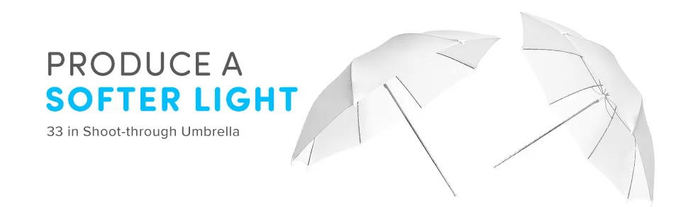 LimoStudio 2 Pack 33 inch / 84 cm Diameter White Translucent Photo Reflector Umbrella for Photo Video Studio, Lighting Diffuser, AGG124-A - softer light
