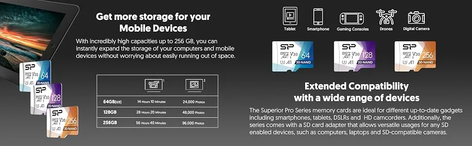 Silicon Power 512GB Micro SD Card U3 SDXC microsdxc High Speed MicroSD Memory Card with Adapter for Nintendo-Switch, Steam Deck, DJI Pocket 2 and Drone - B08R5THSTM-03