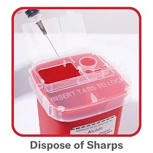 Alcedo Sharps Container for Home Use and Professional 1 Quart (5-Pack), Biohazard Needle and Syringe Disposal, Small Portable Container for Travel - travel