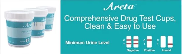 Areta Drug Test Cup: 5 Panel Instant Urine Drug Test Kits - Detecting Marijuana(THC), MOP/OPI2000, COC, AMP, BZO Usage/Metabolites- ACDOA-754-6 Pack - banner