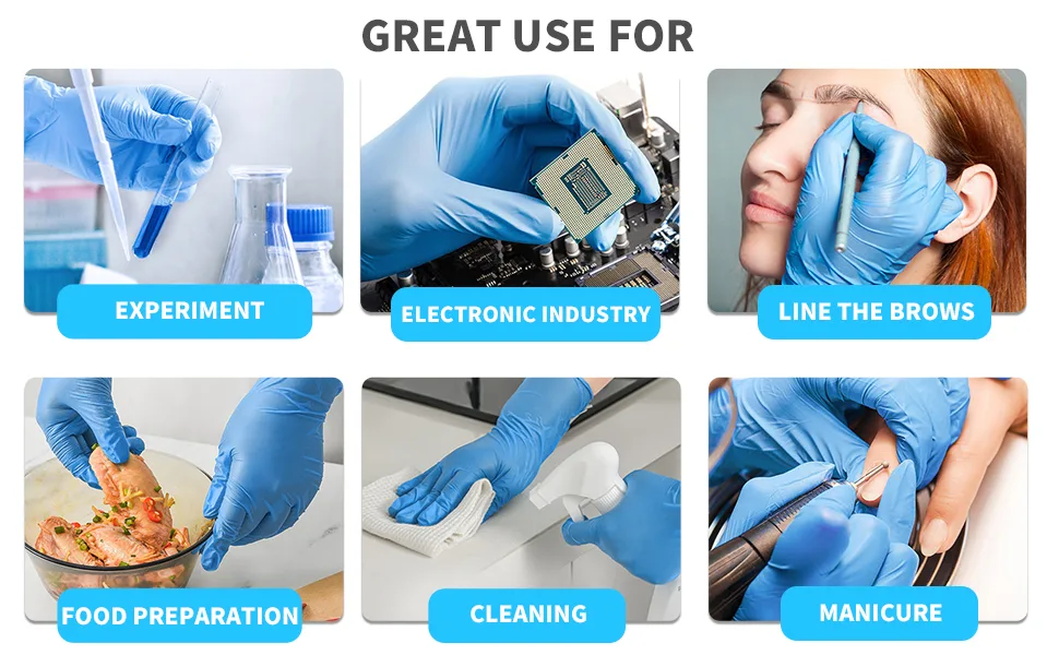 Nitrile Gloves 100Pcs 1000 Pcs Disposable Blue, Small/Medium/Large/XLarge, No Latex No Powder Large (Pack of 100) Blue-100 Pcs - nitrile gloves great use for