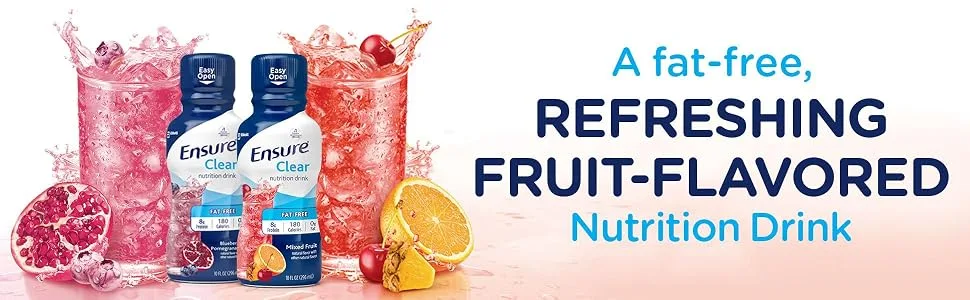 Ensure Clear Nutrition Drink, 0g fat, 8g of protein, Mixed Fruit, 10 Fl Oz (Pack of 12) - product information 1