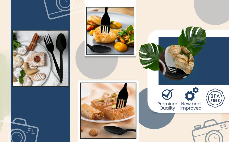 HOGOWARE 500 Black Plastic Forks, Medium Weight Disposable Cutlery, Great for Take-Out, Party, Picnics, Outdoor Events, 1 Box - Disposable Plastic Spoon Fork Soup Spoon for Party occassion