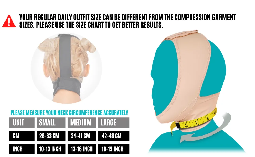 Chin Compression Garment After Liposuction Surgery, Neck Cover Strap Bandage Black Medium (Pack of 1) - chin compression garment
