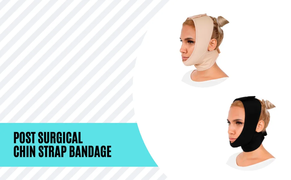 Chin Compression Garment After Liposuction Surgery, Neck Cover Strap Bandage Black Medium (Pack of 1) - chin strap