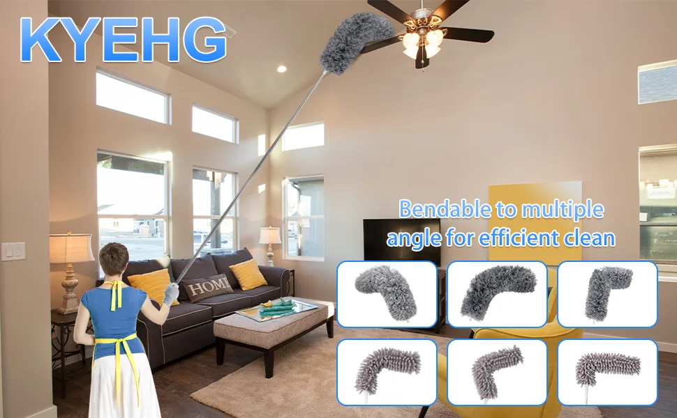 Duster with Extension Pole for Cleaning Ceiling Fans, High Ceilings, in Addition, Dusters for Cleaning Can Also Be Used for Low Places Cleaning, Such As Cabinets, Sofas, and Other Small Spaces. - dusting