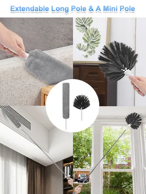 Duster with Extension Pole for Cleaning Ceiling Fans, High Ceilings, in Addition, Dusters for Cleaning Can Also Be Used for Low Places Cleaning, Such As Cabinets, Sofas, and Other Small Spaces. - Microfiber Duster