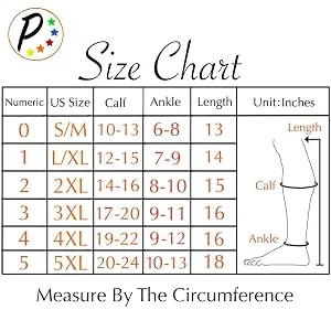 Presadee Original Closed Toe 20-30 mmHg Zipper Compression Calf Leg Socks Large/X-Large (1 Pair) Black - Presadee Size Chart