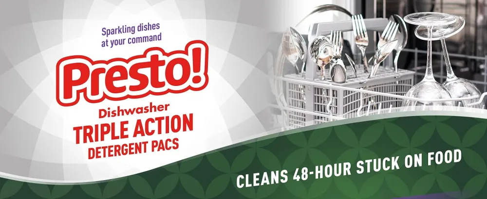 Amazon Brand - Presto! Triple Action Dishwasher Pacs, Lemon Scent, 90 Count 90 Count (Pack of 1) - product information 1