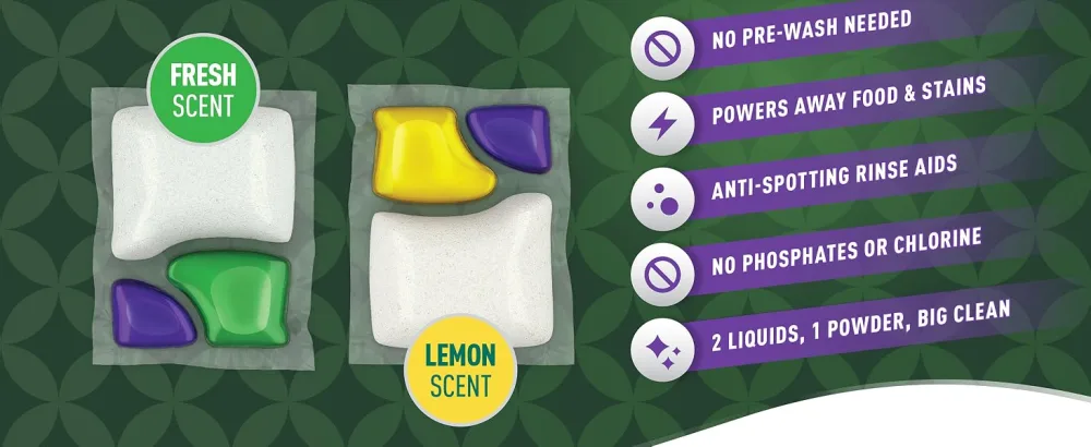 Amazon Brand - Presto! Triple Action Dishwasher Pacs, Lemon Scent, 90 Count 90 Count (Pack of 1) - product information 2