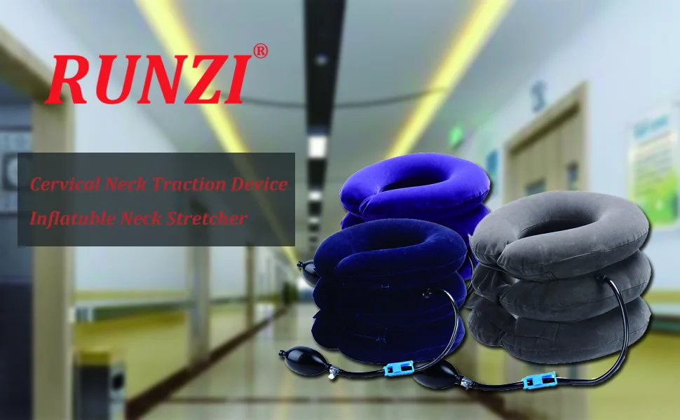 RUNZI Cervical Neck Traction Device Inflatable Neck Stretcher, Easy to Use for Chronic Neck and Shoulder Pain Relief Traction Spine Alignment, Neck Cervical Brace Grey - product information 1