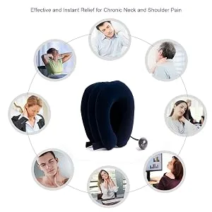 RUNZI Cervical Neck Traction Device Inflatable Neck Stretcher, Easy to Use for Chronic Neck and Shoulder Pain Relief Traction Spine Alignment, Neck Cervical Brace Grey - product information 5