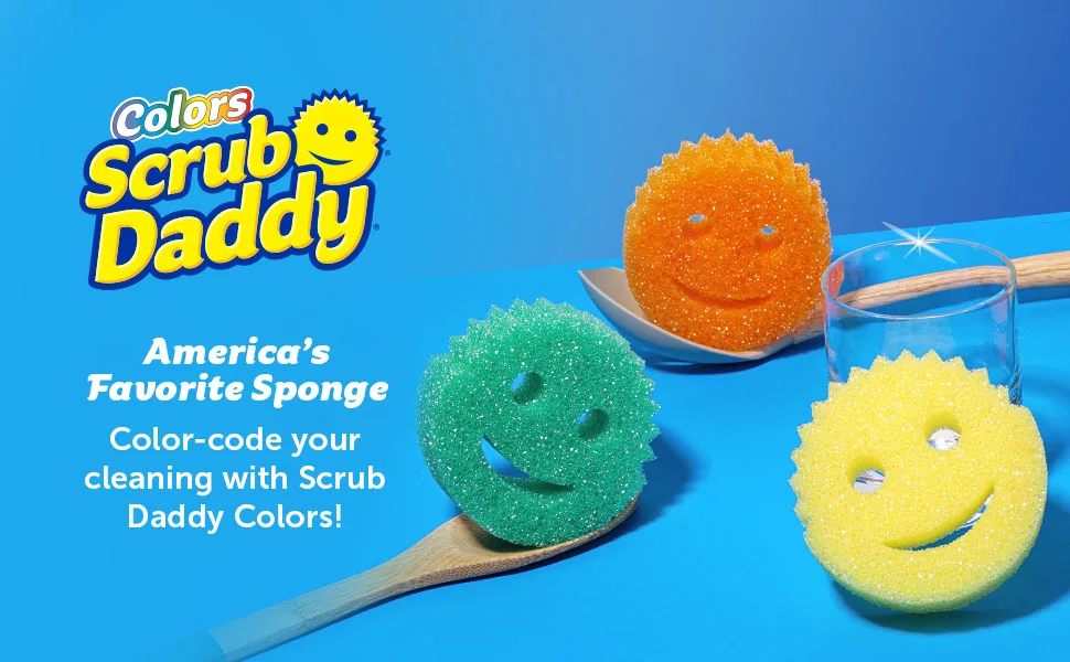 Scrub Daddy Sponge Set Color Variety Pack - Scratch-Free Multipurpose Dish Sponge - BPA Free & Made with Polymer Foam - Stain, Mold & Odor Resistant Kitchen Sponge (4 Count) - reusable sponges for dishes kitchen sponge scouring pads esponjas para lavar platos cleaning tool