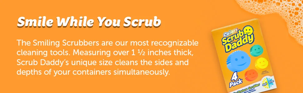 Scrub Daddy Sponge Set Color Variety Pack - Scratch-Free Multipurpose Dish Sponge - BPA Free & Made with Polymer Foam - Stain, Mold & Odor Resistant Kitchen Sponge (4 Count) - sponges for dishes dish scrubber dish sponges kitchen sponges and scrubbers reusable sponges