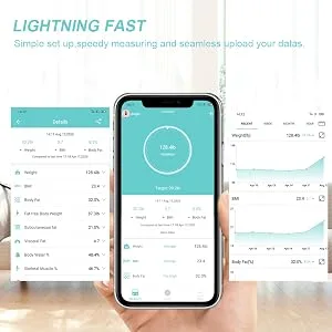 Triomph Smart Scale, Body Fat Scale with iOS and Android App Digital Bathroom Scale for Weight, Body Fat, Water, Muscle, BMI, Bone Mass Black - product information 8