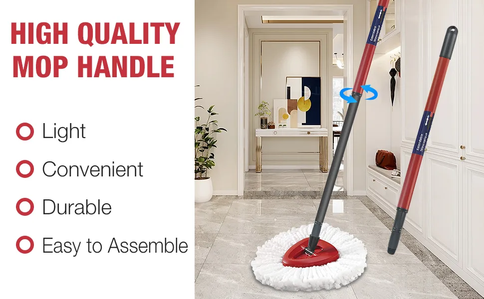 VACUSHOP Mop Accessories Replacement for O-Ceda Spin Mop Handle x1 pcs (Handle+Base) - O-cedar handle and base