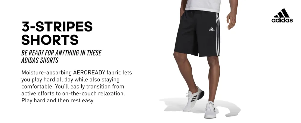 adidas Men's Essentials 3-Stripes Shorts Large Black/White - 3-stripes shorts