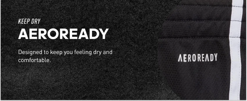 adidas Men's Essentials 3-Stripes Shorts Large Black/White - Keep Dry AEROREADY