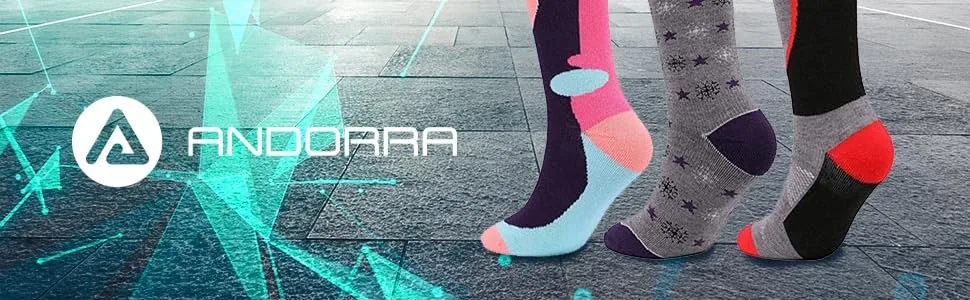 ANDORRA Kid's High-performance Merino Wool Ultra Light Pattern Socks Royal/Black/Charcoal 6-8 Years - Andorra Women