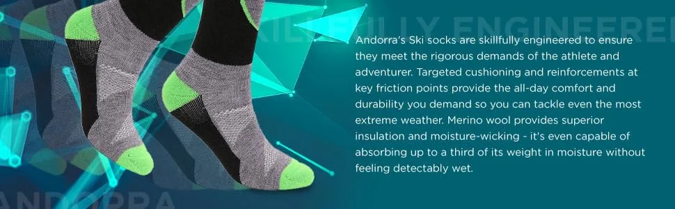 ANDORRA Kid's High-performance Merino Wool Ultra Light Pattern Socks Royal/Black/Charcoal 6-8 Years - quickly wicks moisture away from the skin, and dries extremely fast