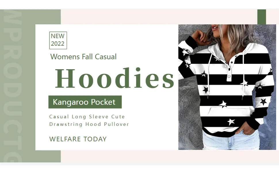 Womens Fall 2022 Hoodies Casual Drawstring Hood Pullover Long Sleeve Cute Print Sweatshirt with Kangaroo Pocket Large B2-white - product information 22