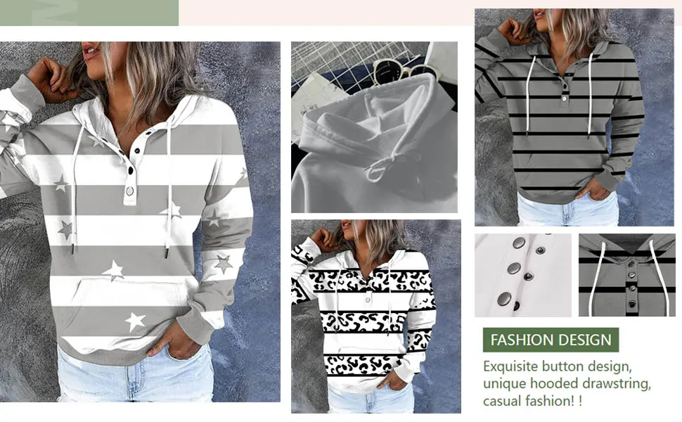 Womens Fall 2022 Hoodies Casual Drawstring Hood Pullover Long Sleeve Cute Print Sweatshirt with Kangaroo Pocket Large B2-white - product information 23