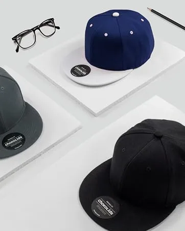 CHOK.LIDS Flat Bill Visor Classic Snapback Hat Blank Adjustable Brim High Top End Trendy Color Style Plain Tone Baseball Cap Black - bucket hat