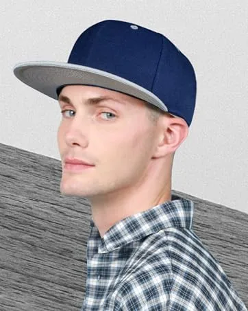 CHOK.LIDS Flat Bill Visor Classic Snapback Hat Blank Adjustable Brim High Top End Trendy Color Style Plain Tone Baseball Cap Black - bucket hat