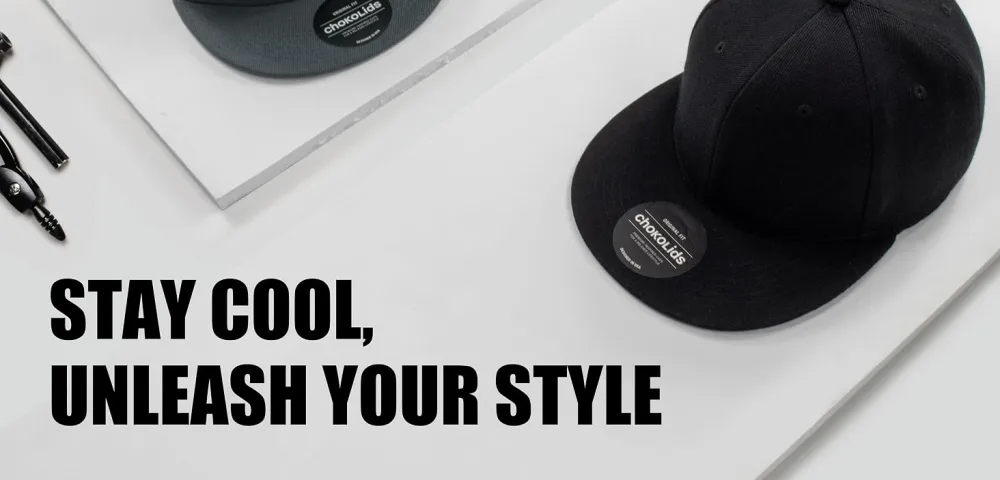 CHOK.LIDS Flat Bill Visor Classic Snapback Hat Blank Adjustable Brim High Top End Trendy Color Style Plain Tone Baseball Cap Black - snapback
