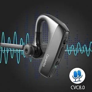 CONAMBO Bluetooth Headset V5.1, 16 Hrs HD Talktime CVC8.0 Dual Mic Noise Cancelling Hands Free Bluetooth Earpiece for Cell Phone iPhone Android Driving Business Office - bluetooth earphone