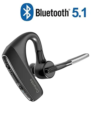 CONAMBO Bluetooth Headset V5.1, 16 Hrs HD Talktime CVC8.0 Dual Mic Noise Cancelling Hands Free Bluetooth Earpiece for Cell Phone iPhone Android Driving Business Office - bluetooth earpiece