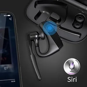 CONAMBO Bluetooth Headset V5.1, 16 Hrs HD Talktime CVC8.0 Dual Mic Noise Cancelling Hands Free Bluetooth Earpiece for Cell Phone iPhone Android Driving Business Office - bluetooth headset