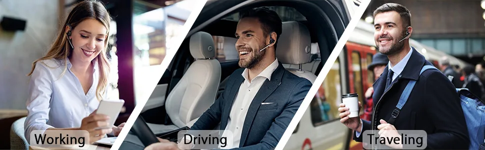 CONAMBO Bluetooth Headset V5.1, 16 Hrs HD Talktime CVC8.0 Dual Mic Noise Cancelling Hands Free Bluetooth Earpiece for Cell Phone iPhone Android Driving Business Office - bluetooth headset