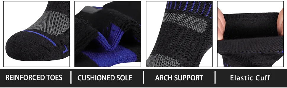 Cooplus Men's Cotton Athletic Ankle Socks Performance Cushioned Quarter Moisture Wicking Sock - 6 Pairs Black 6 Pairs Medium - product information 2