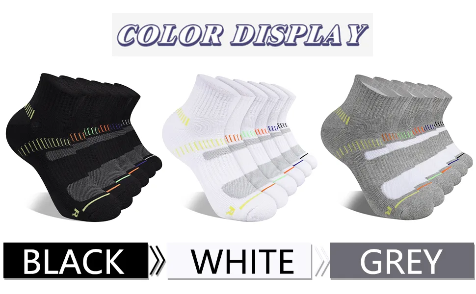 Cooplus Men's Cotton Athletic Ankle Socks Performance Cushioned Quarter Moisture Wicking Sock - 6 Pairs Black 6 Pairs Medium - product information 3