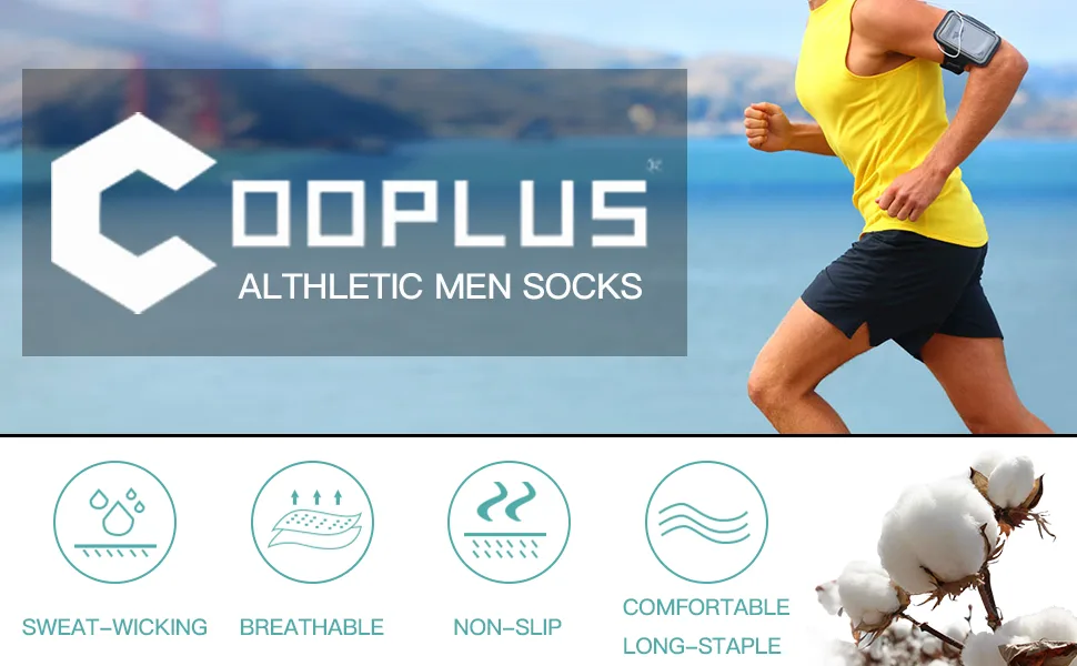 Cooplus Mens Cotton Athletic Ankle Socks Performance Cushioned Breathable Low Cut Tab Sock with Arch Support (6 Pairs) Black-grey-6pairs - product information 31