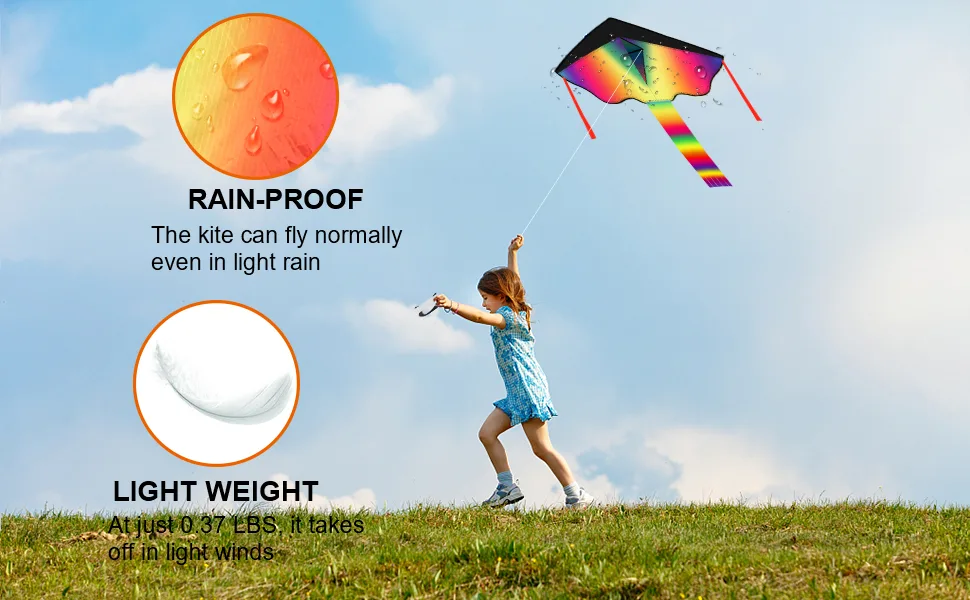 3 Pack Large Kites-Delta Devil Fish Jellyfish Octopus with Long Tail Kites for Kids & Adults Easy to Fly and Assemble, with 3  330 Ft High Strength String Rainbow Delta+Orange Devil Fish+Red Octopus - Rainbow, Octopus and Manta Fish Kite