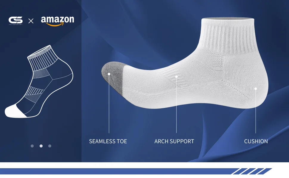CS CELERSPORT 6 Pack Men's Ankle Socks with Cushion Athletic Running Socks White 9-12 - ankle socks