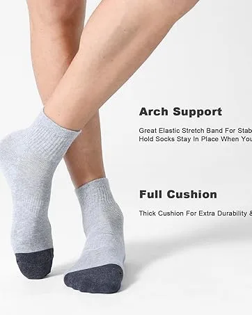 CS CELERSPORT 6 Pack Men's Ankle Socks with Cushion Athletic Running Socks White 9-12 - light grey socks