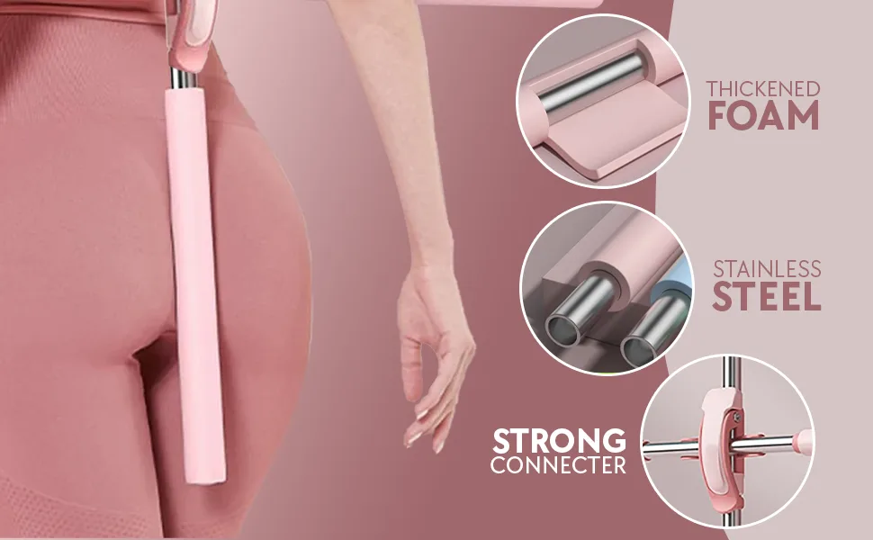 DREAM BRIGHT Back Posture Corrector Stick - Premium Quality Yoga Stick Hunchback Corrector - Yoga Club Posture Stick - Best Yoga Sticks - Back Straightener Posture Corrector for Women/girl - Pink - Strong connecter and steel