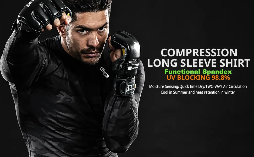 DRSKIN Men's Compression Shirts Top Long Sleeve Baselayer Sports Running Workout Athletic Gym XX-Large Black(black Line) - product information 1