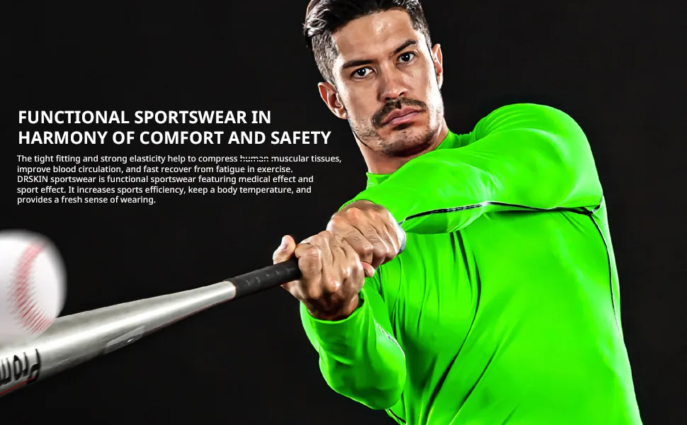 DRSKIN Men's Compression Shirts Top Long Sleeve Baselayer Sports Running Workout Athletic Gym XX-Large Black(black Line) - product information 4