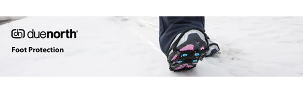 Due North All Purpose Ice Cleats - Pulse Grip Tread for Maximum Grip - 12 Replaceable Spikes, Fits Most Footwear (1 Pair) Large - Banner