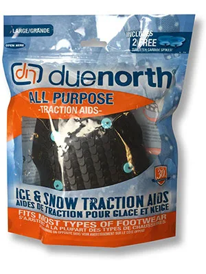 Due North All Purpose Ice Cleats - Pulse Grip Tread for Maximum Grip - 12 Replaceable Spikes, Fits Most Footwear (1 Pair) Large - Main